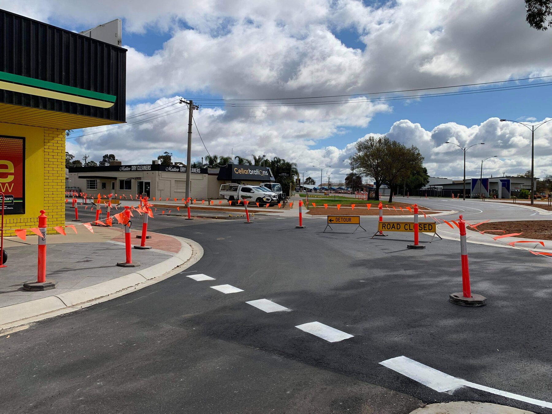 Whitfield Excavations road works with traffic management in place, Swan Hill